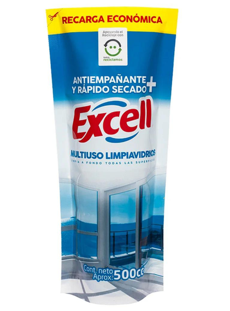Doypack Recarga Limpia Vidrios Multiuso Excell 500ml: ¡Deja tus vidrios impecables sin gastar de más-0