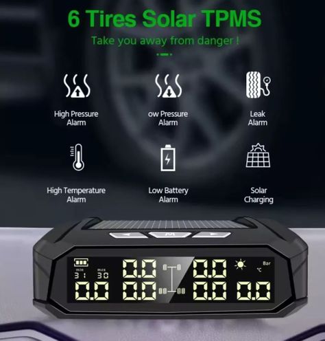 Sistema Control Presión Neumáticos K11 Digital Solar Tpms 6 Sensores-4