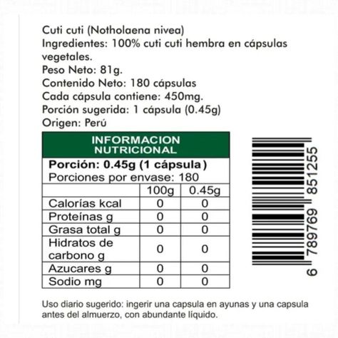 Cuti Cuti 180 Cápsulas De 450mg 100% Natural Diabetes Insulina-1