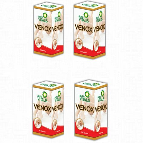 pack 4 frascos Venox 90 capsulas c/u Grosellero Castaño Uva Jengibre-0