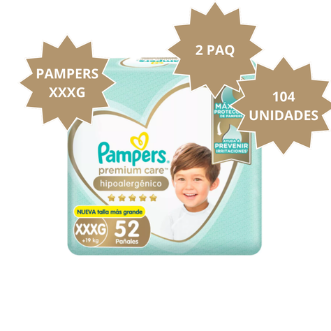 Pañales Pampers Premium Care Hipoalergénico Xxxg 104 Und-1