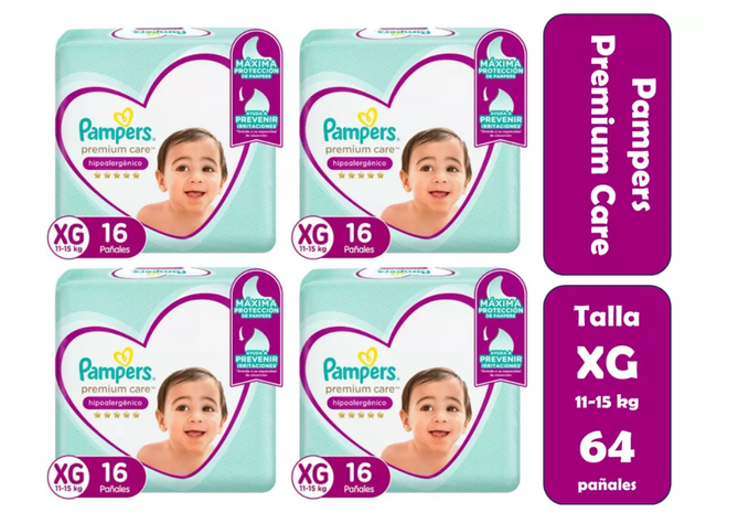 Pañales Pampers Premium Care XG 64 pañales-1