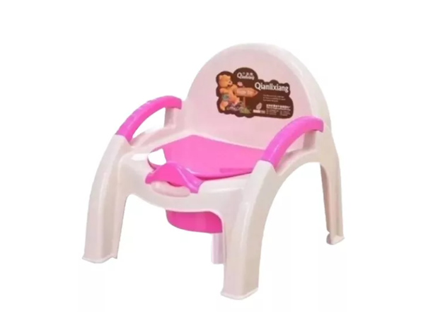 Silla Pélela Bacinica Portátil Infantil Con Espaldar Rosada-0