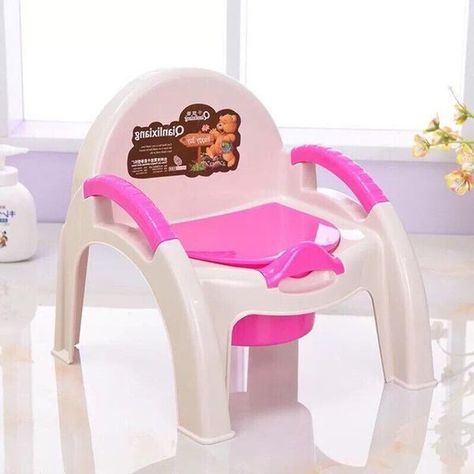 Silla Pélela Bacinica Portátil Infantil Con Espaldar Rosada-1
