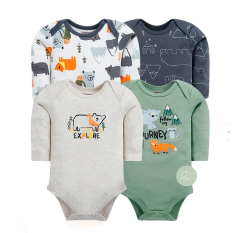 Pack de 4 Bodies Osito Bebé Niño-0