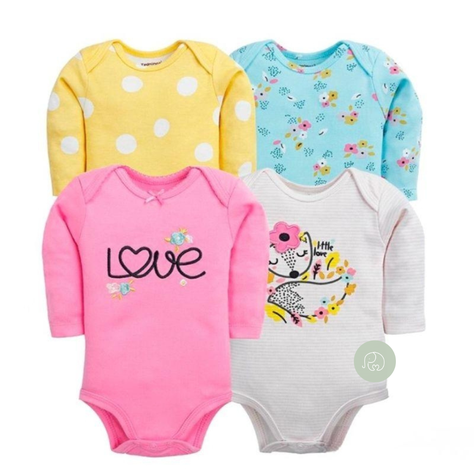 Pack de 4 Bodies love fucsia Bebé Niña-0