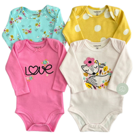 Pack de 4 Bodies love fucsia Bebé Niña-1