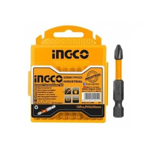 Juego Puntas Phillips Hexagonal Impacto S2 Ph2 10 Pcs INGCO-0