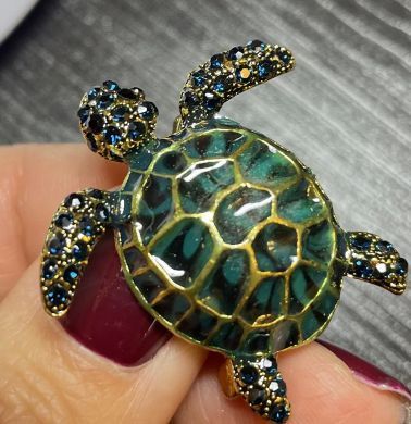 Broche Prendedor Tortuga De Mar Brillante, Accesorio Fino-1