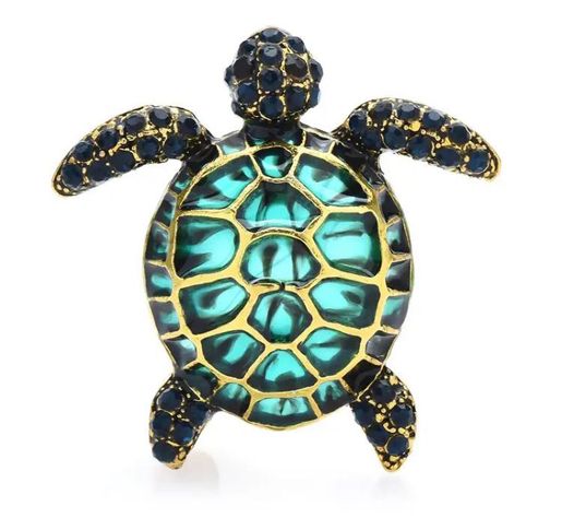 Broche Prendedor Tortuga De Mar Brillante, Accesorio Fino-0