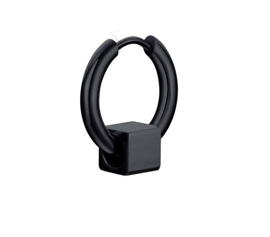 Aro Individual De Bloque Cuadrado Negro, Argolla Mas Cubo-2