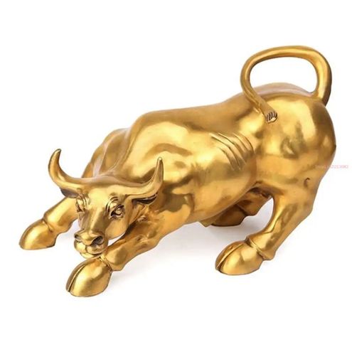 Figura De Toro Imponente Dorado Metálico, Estatuilla Oficina.-0