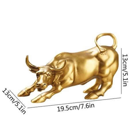 Figura De Toro Imponente Dorado Metálico, Estatuilla Oficina.-1