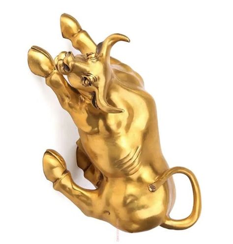Figura De Toro Imponente Dorado Metálico, Estatuilla Oficina.-2