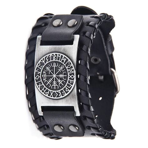 Brazalete Masculino,  Eco Cuero Diseño Metal , estilo Vikingo-1