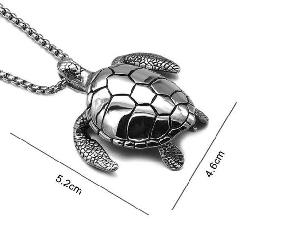Gran Collar De Tortuga De Mar, Tortuga Con Cadena Acero-1