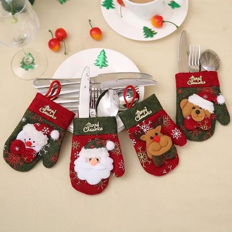 Decoración Navideña Para Mesa, Adorno Navidad Pack 4-1