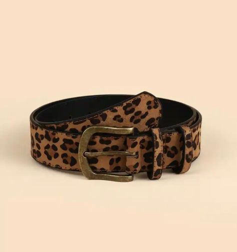 Cinturón Con Estampado De Leopardo Estilo Para Mujer Y Onda.-3