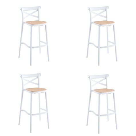 Pack 4 Taburetes Crossback Basic Blanco 76cm -0