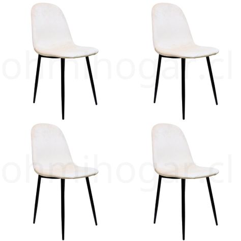 Pack 4 Sillas Eames VelVet PN Crema -0