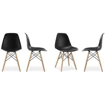 Comedor Redondo de 100cm Negro + 4 Sillas Eames Negro-2