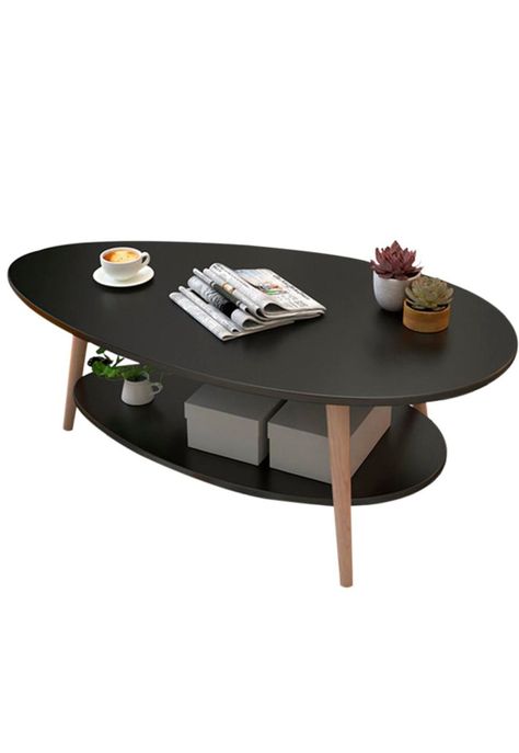 Mesa de Centro Ovoide dos Niveles 90x50x42cm-0