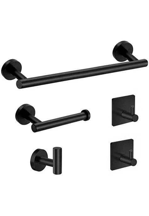 Set De 5 Accesorios De Baño Acero Inoxidable Negro o Plata-0