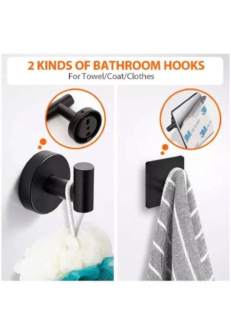 Set De 5 Accesorios De Baño Acero Inoxidable Negro o Plata-1