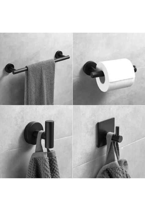 Set De 5 Accesorios De Baño Acero Inoxidable Negro o Plata-3