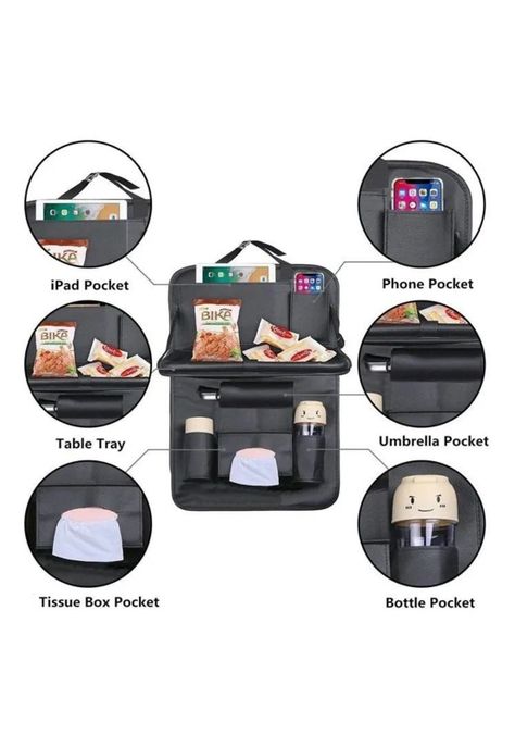 X2 Ecocuero Organizador Auto Respaldo De Asiento Portavasos-3