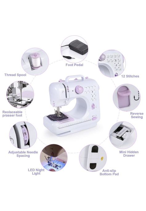 Máquina Coser Overlock Portátil Pedal Eléctrica 12 Puntos-3