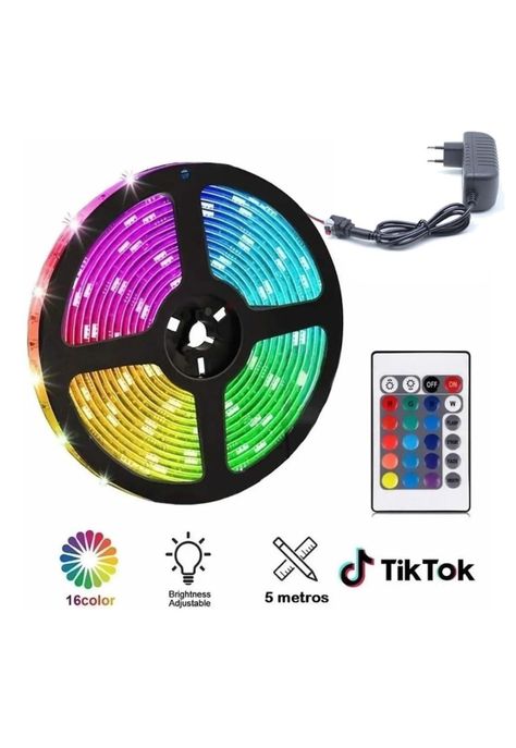 Cinta Luces Tira 300 Led 5 Metros Rgb Multicolor +control-0