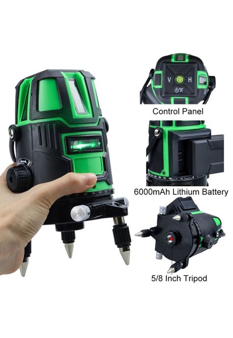 Nivel Laser 5 Líneas Verde Profesional + Trípode Base-1