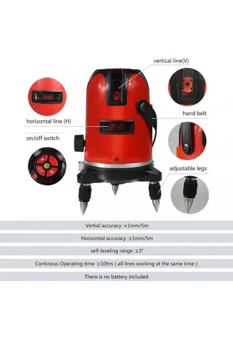 Nivel Laser Autonivelación 5 Líneas Roja 360 Grados-3