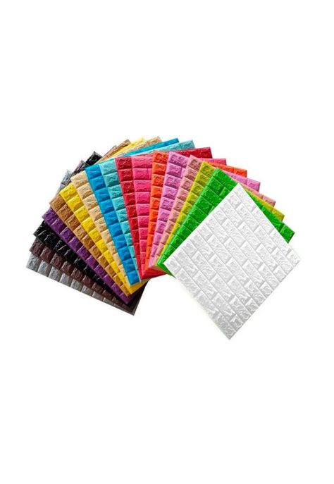 Pack 10 Lamina Papel Mural Autoadhesivo 3D Ladrillo 70x77-0