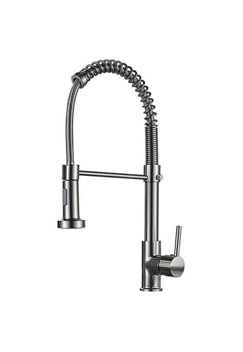 Llave Lavaplatos Plateada Flexible Acero Inox Grifo 360°-0