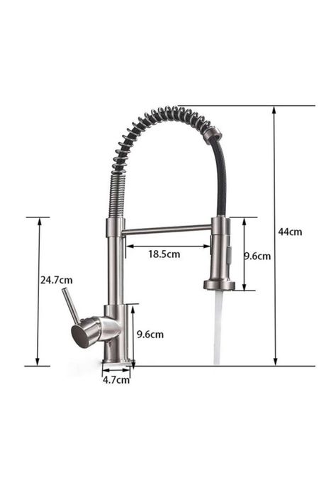 Llave Lavaplatos Plateada Flexible Acero Inox Grifo 360°-1
