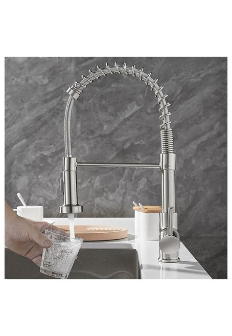 Llave Lavaplatos Plateada Flexible Acero Inox Grifo 360°-2