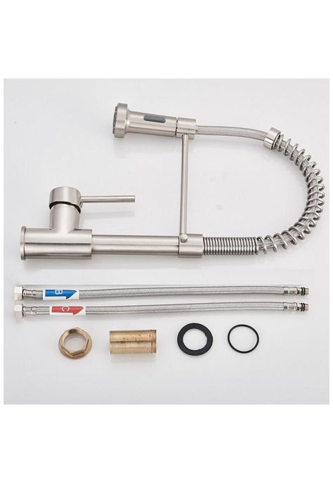 Llave Lavaplatos Plateada Flexible Acero Inox Grifo 360°-4