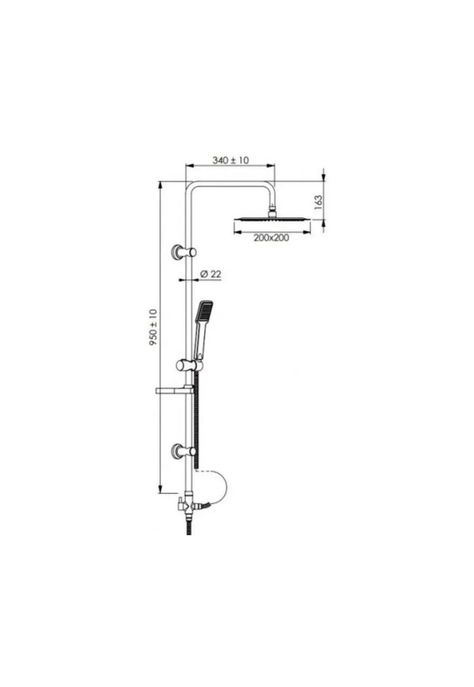 Moderna Columna De Ducha Tina Cuadrada con llave de paso-4