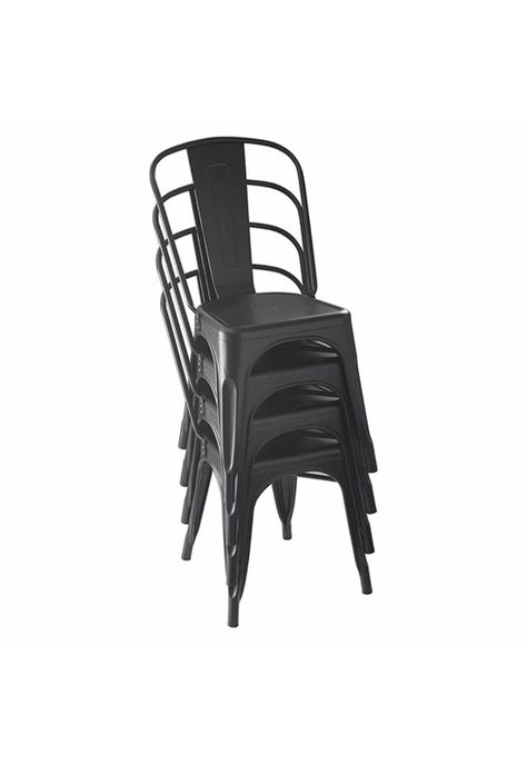Set De 4 Sillas Áncora De Comedor Tipo Tolix Negras-0
