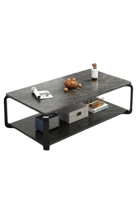 Mesa rectangular doble nivel marmolada ChicHome-0