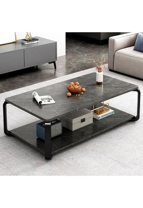 Mesa rectangular doble nivel marmolada ChicHome-1