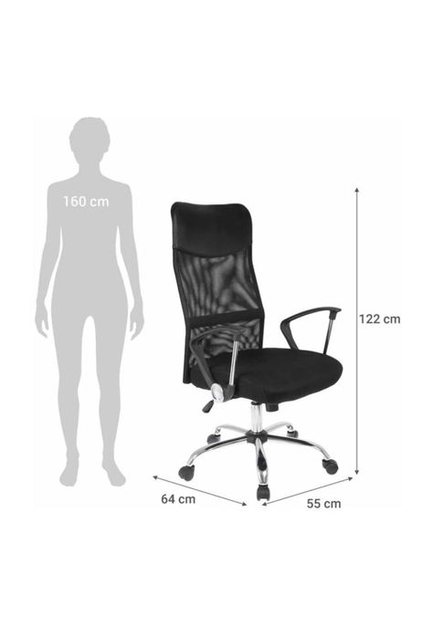 Silla Ejecutiva Malla 122x55x64 cm Negra-6