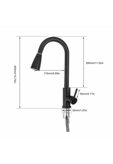 Llave Monomando Lavaplatos Profesional Extraíble Negra-3