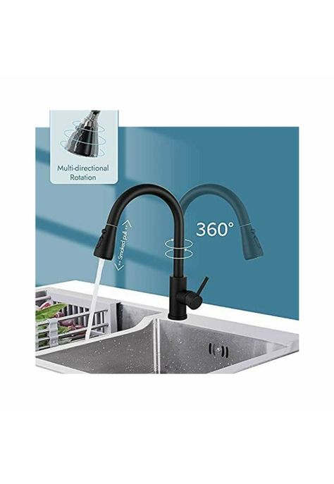 Llave Monomando Lavaplatos Profesional Extraíble Negra-4