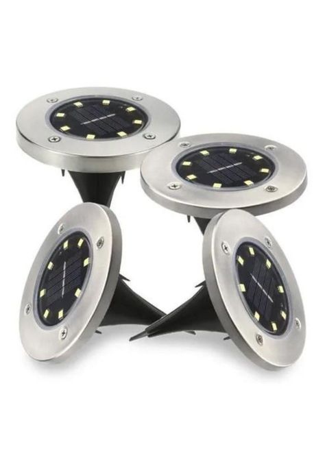 Pack 4 Luz Solar 8 Led Con Estaca Exterior Tierra Jardín-0