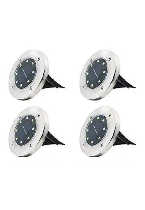 Pack 4 Luz Solar 8 Led Con Estaca Exterior Tierra Jardín-1