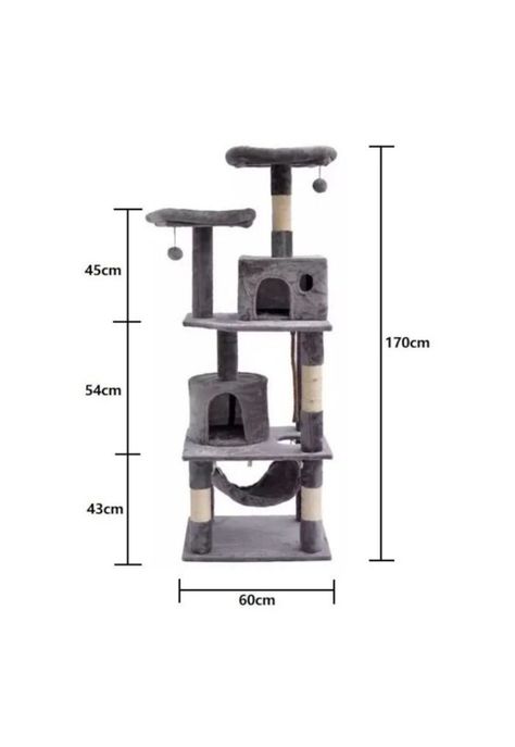 Rascador Gatos Tipo Torre 170cm + Hamaca Arbol Terciopelo-2