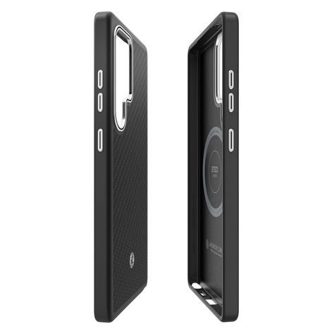 Carcasa Magnética Enzo Aramid Color Negro Plata Galaxy S25 Ultra-4